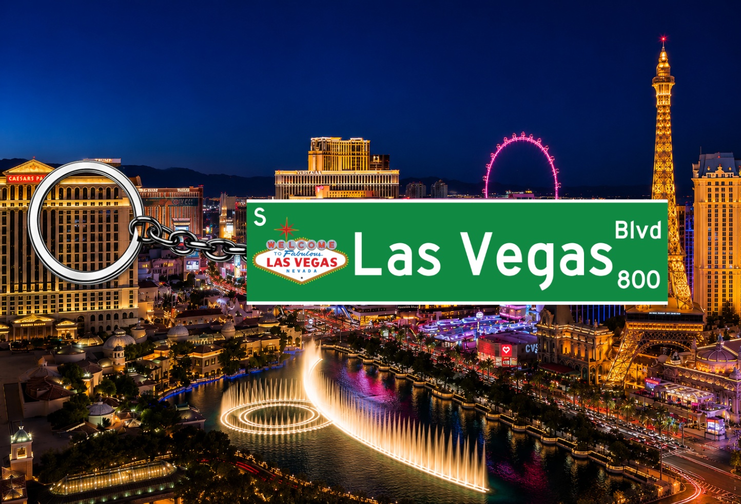 Las Vegas custom street sign keychain