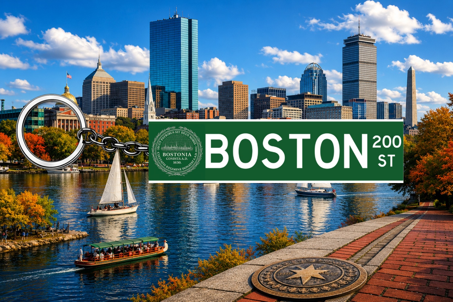Boston custom street sign keychain
