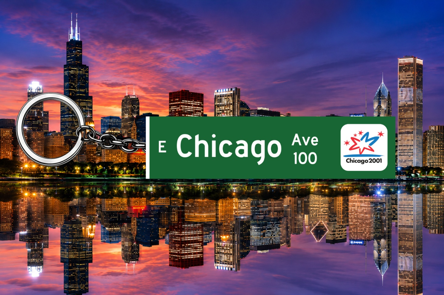 Chicago custom street sign keychain