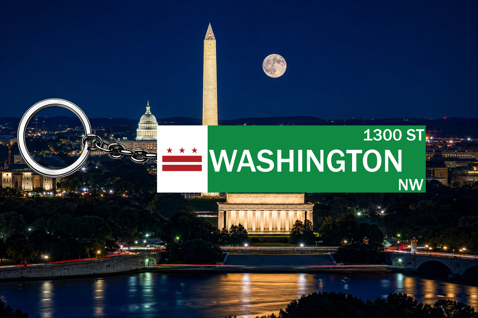 Washington DC custom street sign keychain